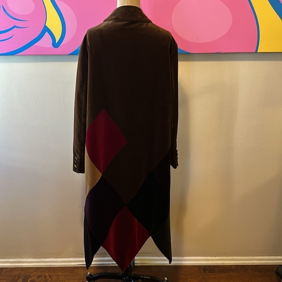 Moschino Couture Brown Patchwork Harlequin Velvet Coat - Picture 6 of 16
